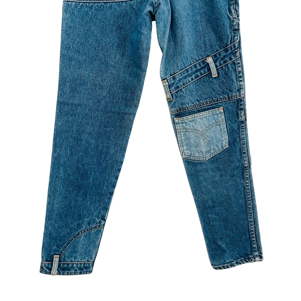 Vtg 80s 90s I.O.U Patchwork High Waist Tapered Denim Jeans Unique Womens 5/6 EUC - Picture 4 of 10